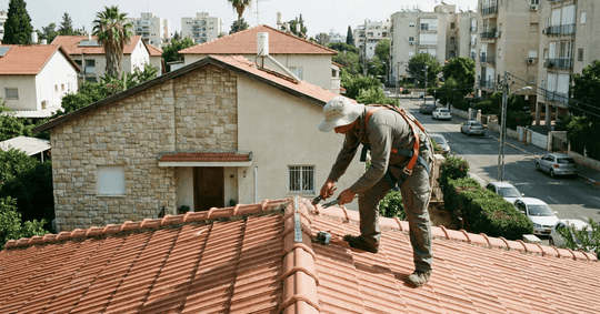 חיבור דוקרן נגד יונים לגג רעפים - התקנת דוקרנים: הרחקת יונים מגג רעפים