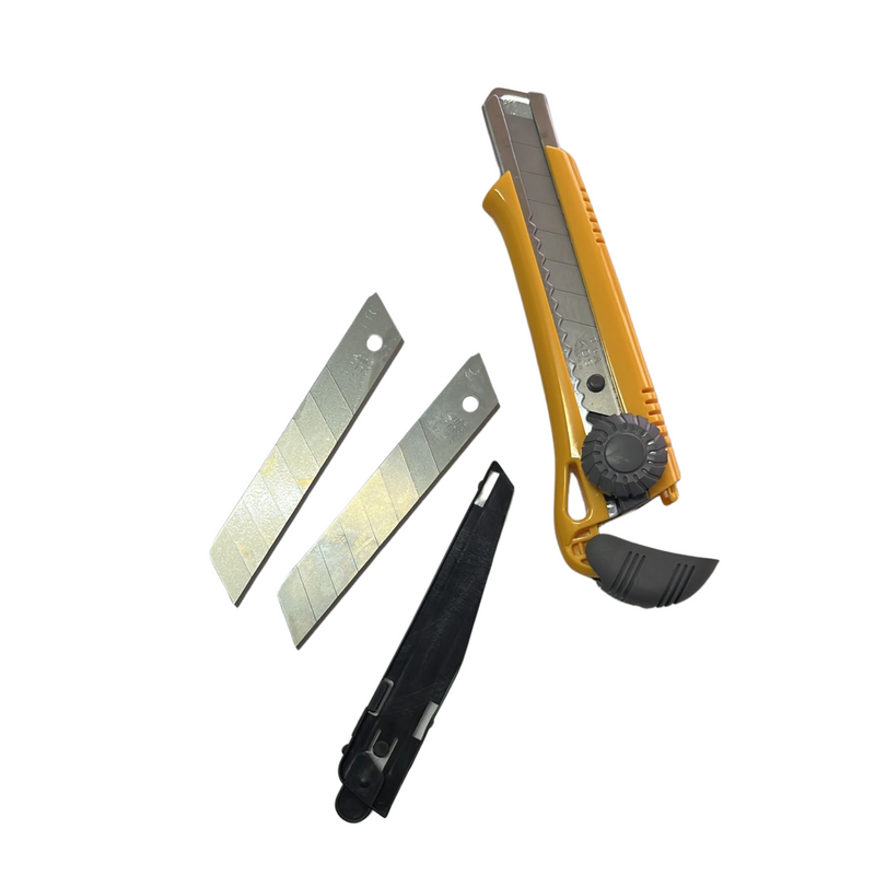 סכין יפני איכותי, 18 מ"מ, אורך להב כ 10 ס"מ, כולל מנגנון נעילה לבטיחות מרבית, מיוצר ביפן