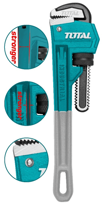 מפתח צינורות 14", (350 מ"מ), לסת ניידת מחושלת בפלדת פחמן איכותית,  ברזל יצוק וחזק