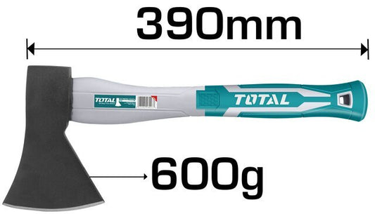 גרזן 0.6 ק"ג, 390 מ"מ, עשוי פלדת פחמן חזקה במיוחד שטופלה בחום, וידית פיברגלס עוצמתית