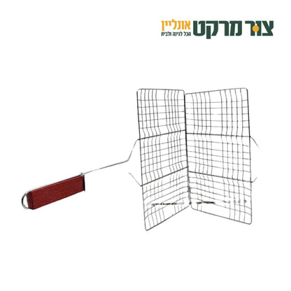 רשת גריל מתקפלת למניעת נפילה של בשר, 24X35 ס"מ. מתאים לגריל למנגל ועל האש