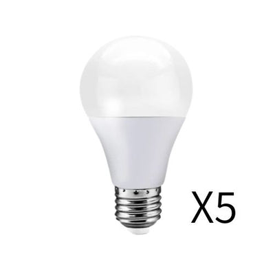 5 נורות LED בסיס E27 הספק 15W, גוון אור חם, מספיקות ל-35,000 שעות הארה