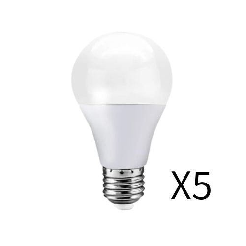 5 נורות LED בסיס E27 הספק 15W, גוון אור חם, מספיקות ל-35,000 שעות הארה