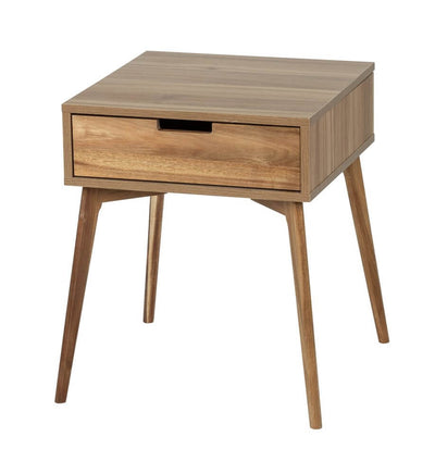 שולחן צד עם מגירה מעץ צבע חום 55X50X50 ס"מ