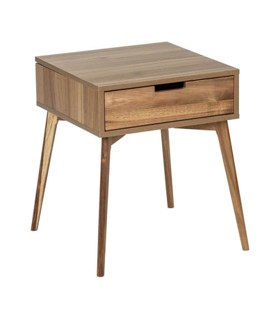 שולחן צד עם מגירה מעץ צבע חום 55X50X50 ס"מ