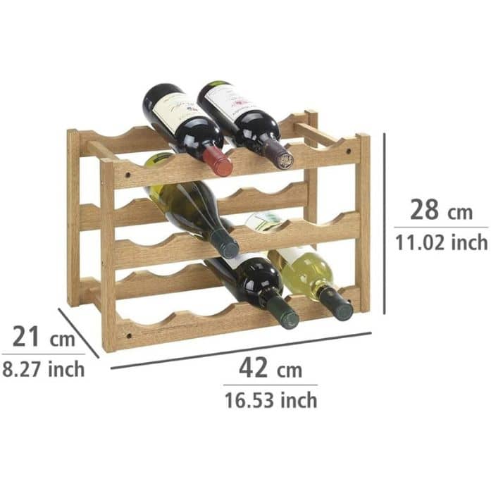 כוורת יין ל 12 בקבוקי יין מעץ אגוז, יציבה וחזקה מאוד