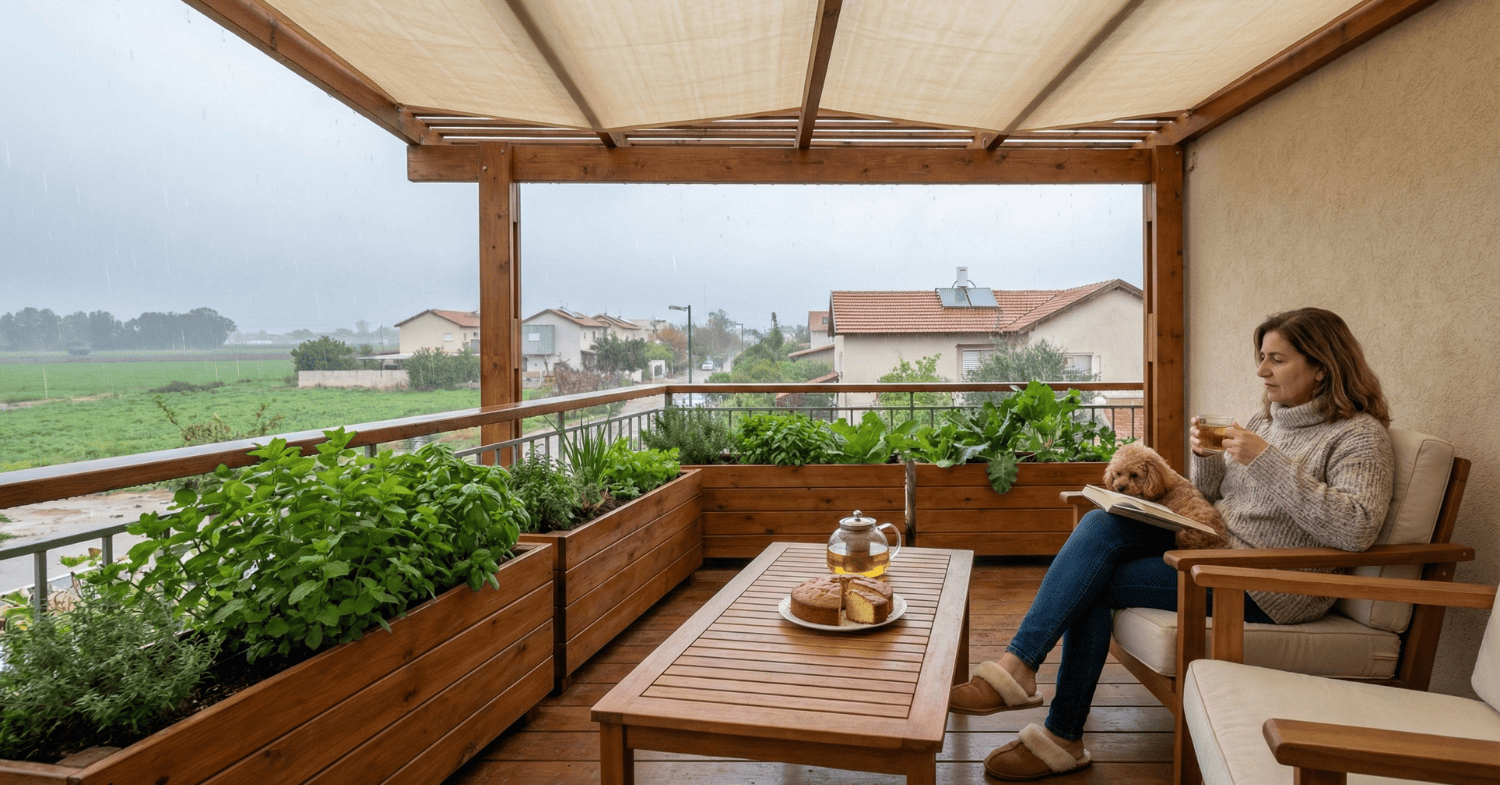 ברזנט למרפסת - רוח? גשם? יש פתרון שלא דורש אישור עירייה: ברזנטים