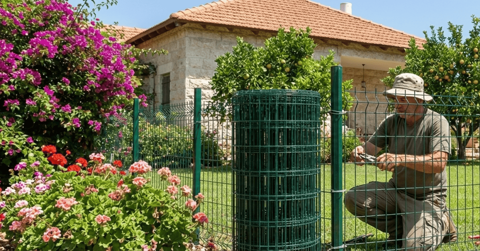 התקנת גדר רשת עם צמחייה ירוקה - שילוב מנצח של פרטיות וטבע | גדרות רשת