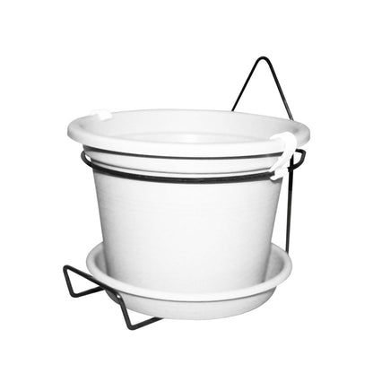 קיט עציץ גפן לתלייה על קיר כולל מתקן ברזל ותחתית ניקוז, פתרון מעוצב לצמחייה לבית ולחוץ (קוטר 20 ס״מ, גובה 14 ס״מ)