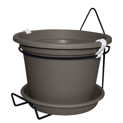 קיט עציץ גפן לתלייה על קיר כולל מתקן ברזל ותחתית ניקוז, פתרון מעוצב לצמחייה לבית ולחוץ (קוטר 20 ס״מ, גובה 14 ס״מ)