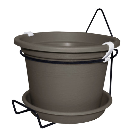 קיט עציץ גפן לתלייה על קיר כולל מתקן ברזל ותחתית ניקוז, פתרון מעוצב לצמחייה לבית ולחוץ (קוטר 20 ס״מ, גובה 14 ס״מ)