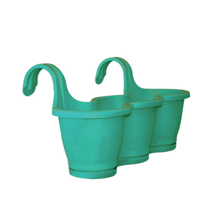 אדנית וו שלישייה מפלסטיק איכותי 59×19 ס"מ - שלושה עציצים בודדים מחוברים עם וו תלייה מעוצב