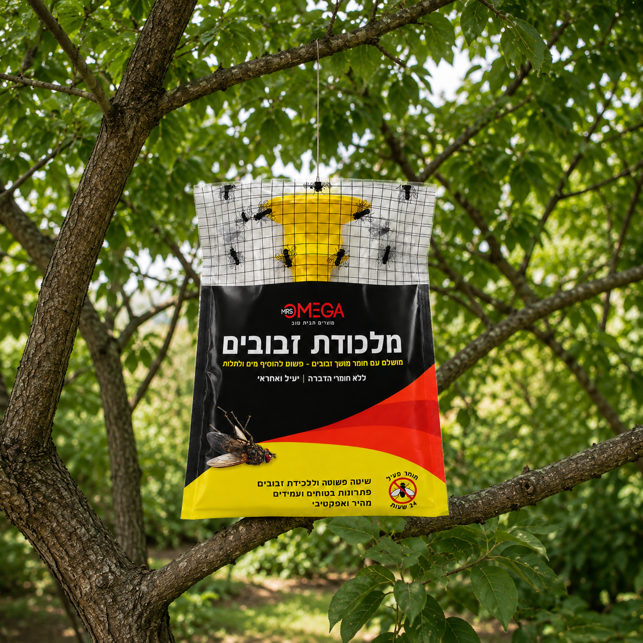 מלכודת זבובים חד פעמית | פתיון פיתיון מים | ללא ריח וכימיקלים | 24 שעות פעילות