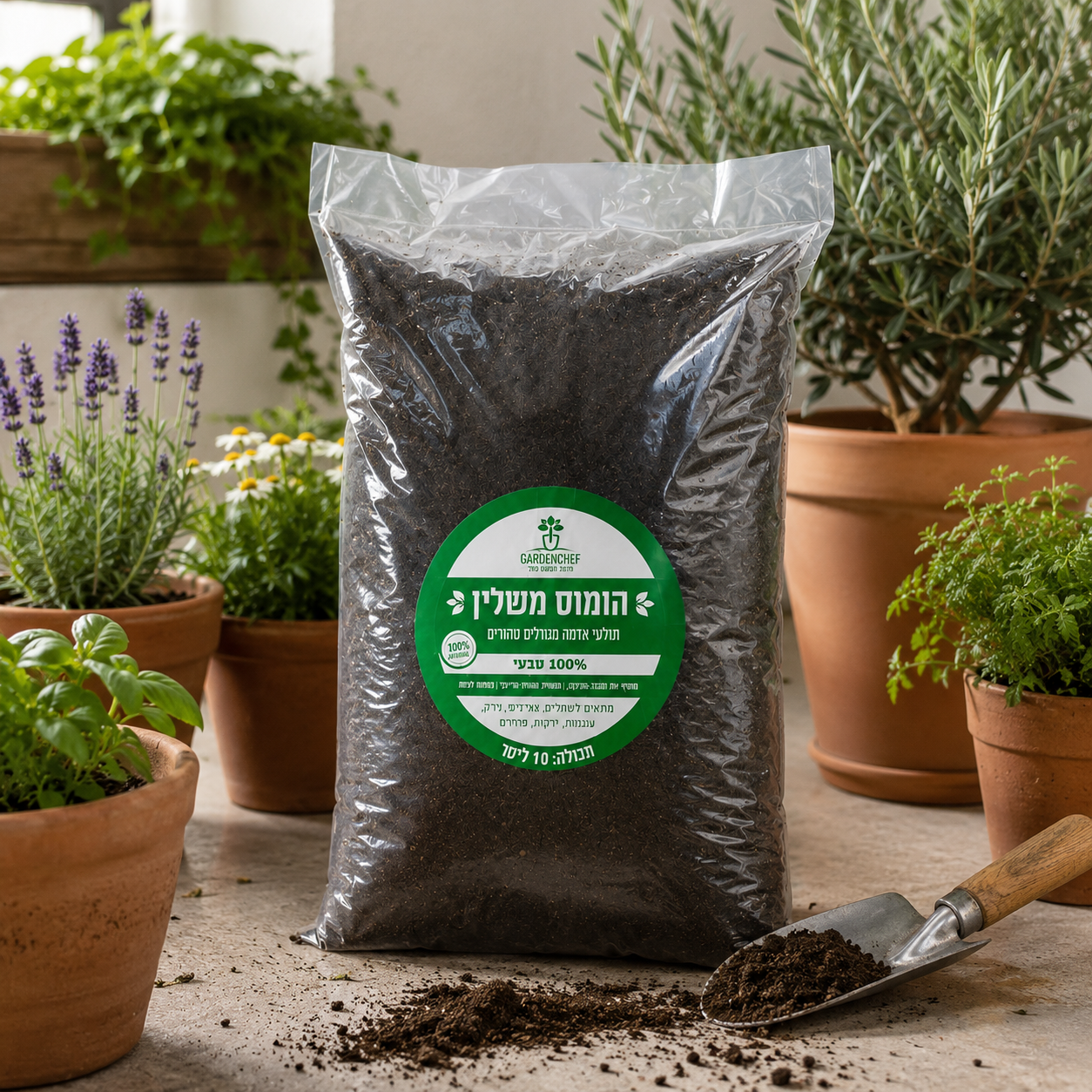 הומוס תולעים יבש GardenChef 10 ליטר - 100% טבעי - משפר קרקע ומזין צמחים - לגינה