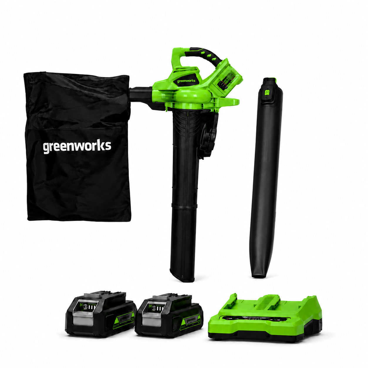 מפוח שואב עלים Greenworks BL48L01-01 48V עם 2 סוללות 4Ah ומטען כפול