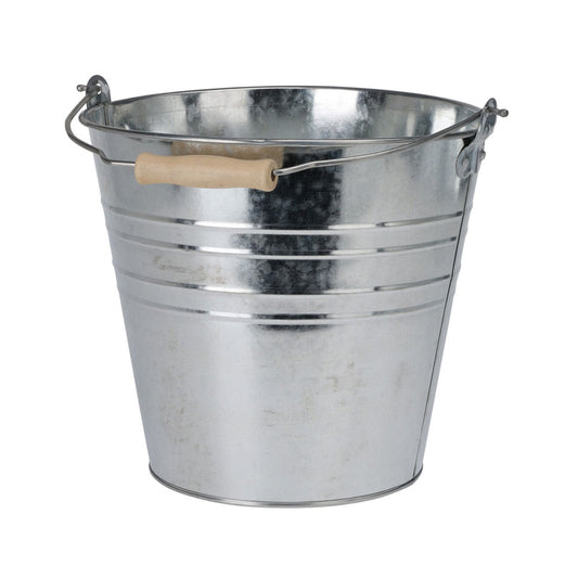 דלי פח רטרו 10 ליטר עם ידית עץ – מתאים לצמחים ולעיצוב הגינה