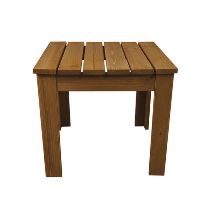 שולחן צד עץ אשוח - 45x45x40 ס"מ - גימור לכה טבעית - קל משקל - למרפסת, גינה וכורסה