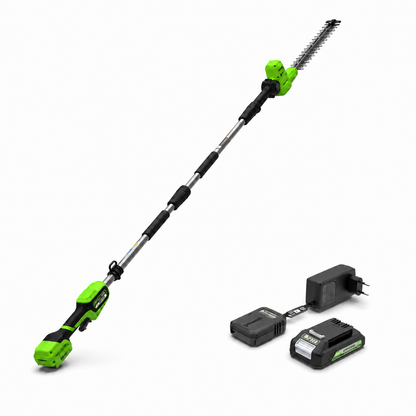 גוזם גדר חיה טלסקופי Greenworks 24V | סוללה ומטען כלולים