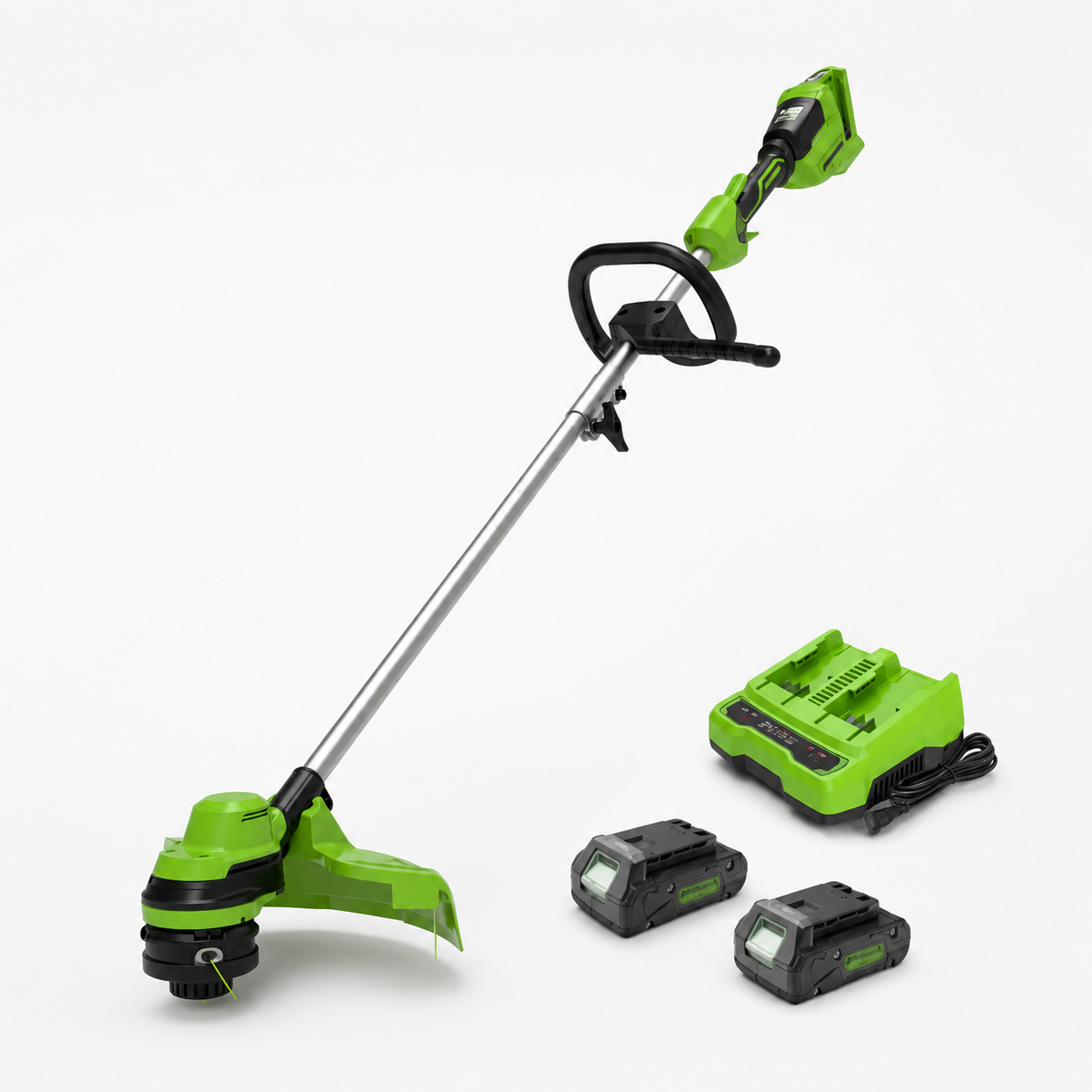 מכסחת חוט נטענת Greenworks 48V Brushless 33 ס"מ - סוללות 2Ah/4Ah ומטען כפול