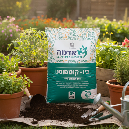 שק ביו קומפוסט אורגני ומנופה 25 ליטר – תזונה טבעית ועשירה לשיפור הקרקע והצמחייה