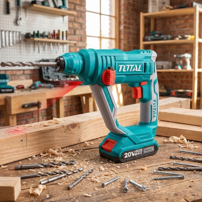 פטישון סיבובי ליתיום-יון Total TRHLI1601 – כולל סוללה פטישון סיבובי אלחוטי 20V בטכנולוגיית ליתיום-יון, משלב 3