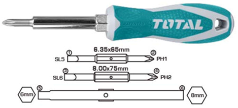 סט מברג מתחלף  6 ב-1, כולל ביטים דו-צדדיים, בוקסות ועוד, חזק ואיכותי