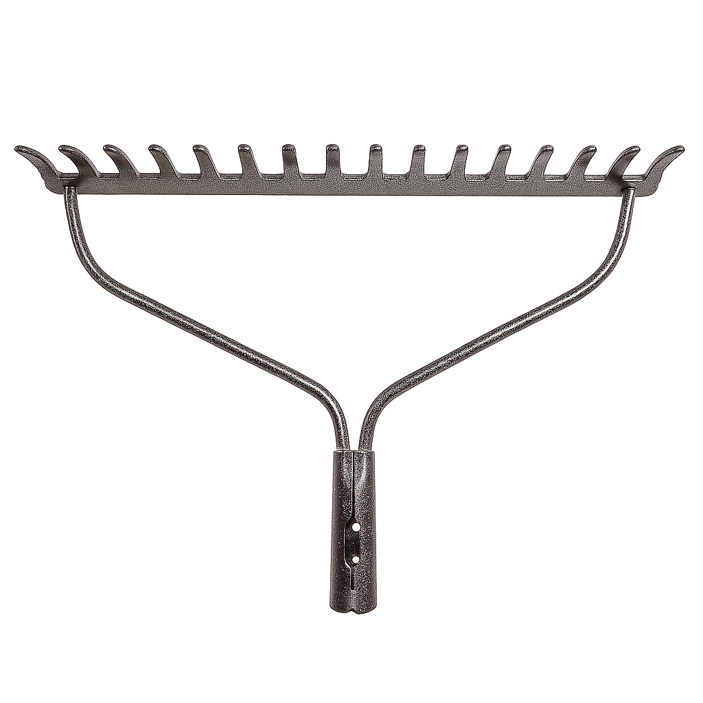 ראש מגרפה קשיחה שחורה מפלדה 14 שיניים לעבודה מקצועית ואינטנסיבית
