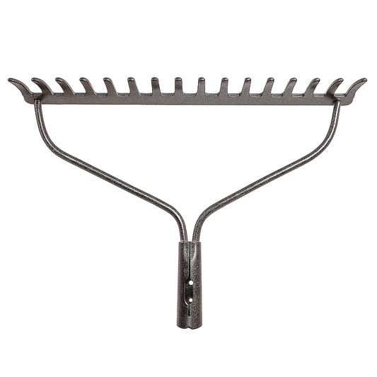 ראש מגרפה קשיחה שחורה מפלדה 14 שיניים לעבודה מקצועית ואינטנסיבית
