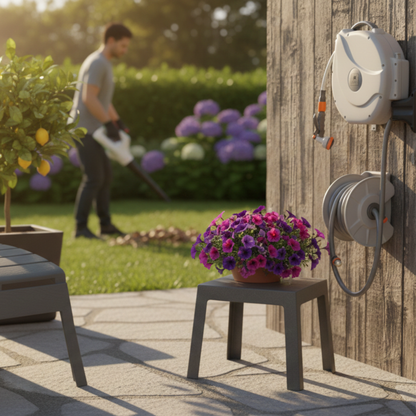 גלגלת השקיה אוטומטית 20 מטר, איכותית וחזקה, מתכוונת ב-180 מעלות, עמידה לאורך זמן