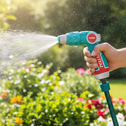 אקדח השקיה וריסוס סופר איכותי עם שלושה מצבי ריסוס ואחיזה נוחה שאינה מעייפת את היד