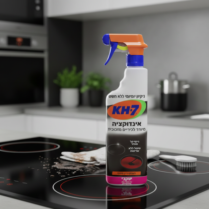 KH7 – לניקוי כיריים מזכוכית ואינדוקציה ניקוי פשוט ומהיר לכיריים מזכוכית ואינדוקציה. ספריי KH7 שומר על