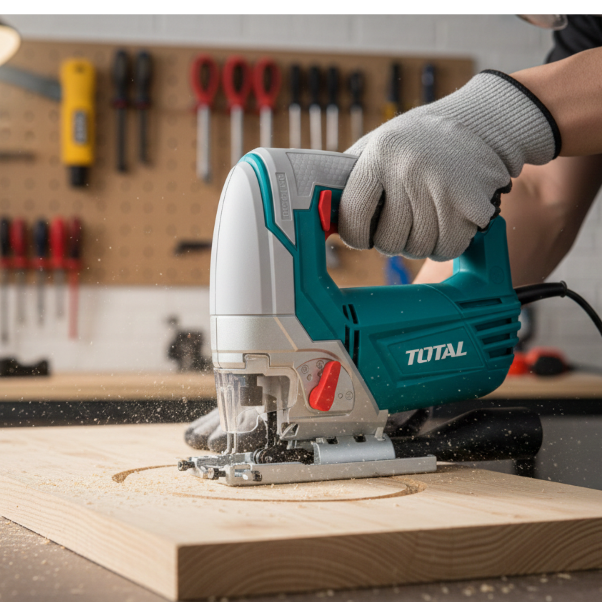 מסור אנכי (ג'קסו) TOTAL TS2081006 – הספק 800W מסור מקצועי רב-עוצמה עם בסיס אלומיניום ופונקציית נדנוד