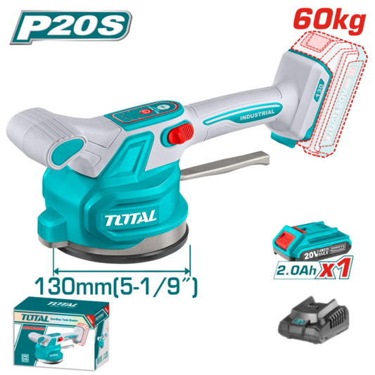 מכשיר רטט ויניקה נטען 20V לריצוף ואריחים - עוצמת הצמדה של 60 ק"ג לעבודות מאסיביות כולל סוללה ומטען