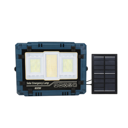 פנס הצפה סולארי 800W High Power – תאורת שטח וחירום עוצמתית עם פאנל נפרד ו-10 סוללות ליתיום
