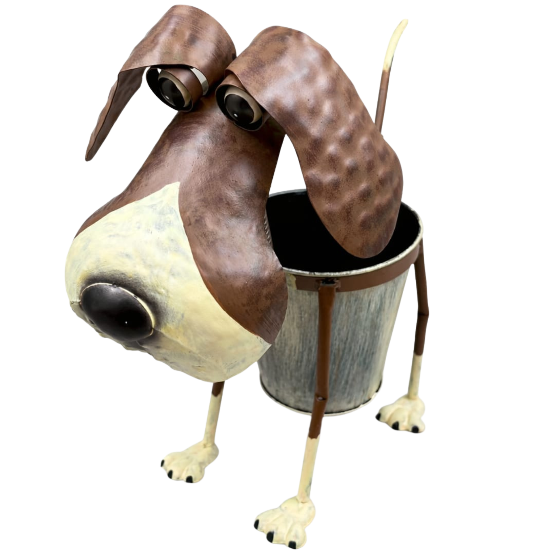 עציץ מתכת דקורטיבי בדמות כלב (גובה 35 ס"מ) לעיצוב הבית והחצר