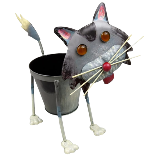 עציץ מתכת דקורטיבי דמות חתול