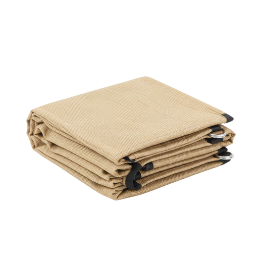 רשת צל מרובעת 3X3 מטר בצבע בז' עם טבעות אחיזה, חזקה ואיכותית, 90% הצללה