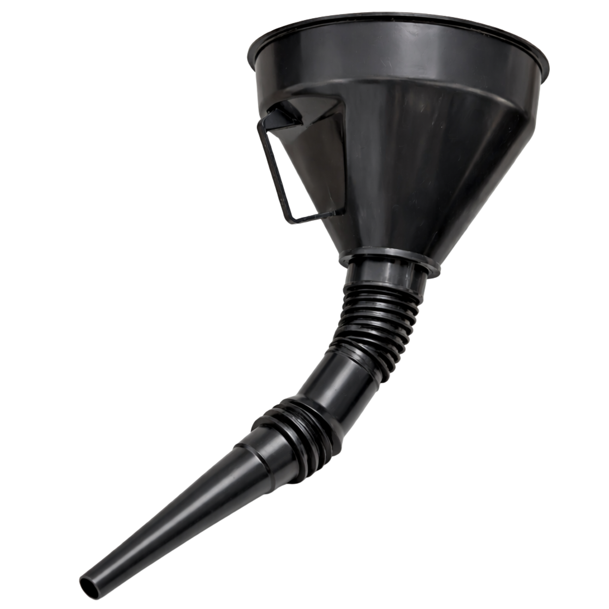 משפך פלסטיק איכותי עם פילטר וצינור גמיש במידות לבחירה 14 ס"מ ו-16 ס"מ