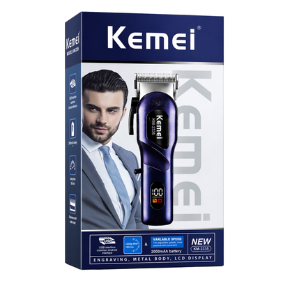 מכונת תספורת | נטענת USB | מסך LCD | סוללה 2000mAh מכונת תספורת מקצועית מבית Kemei,