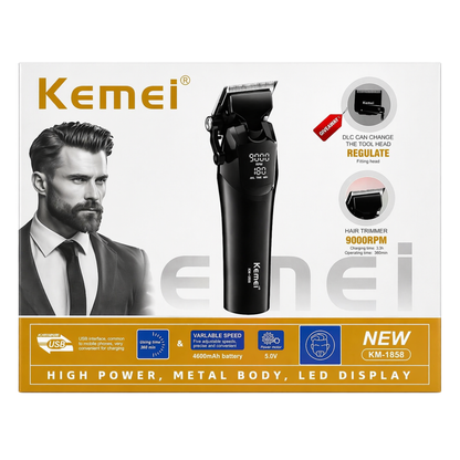 מכונת תספורת | נטענת USB | מסך LED | סוללה 4600mAh מכונת תספורת מקצועית מבית Kemei,