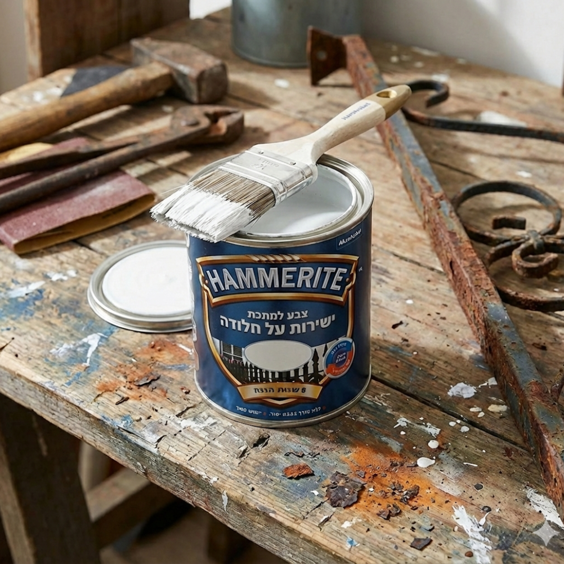 המרייט – צבע למתכת פרימיום – גימור חלק (לבן מתכתי) צבע למתכת ברמת פרימיום – מעניק