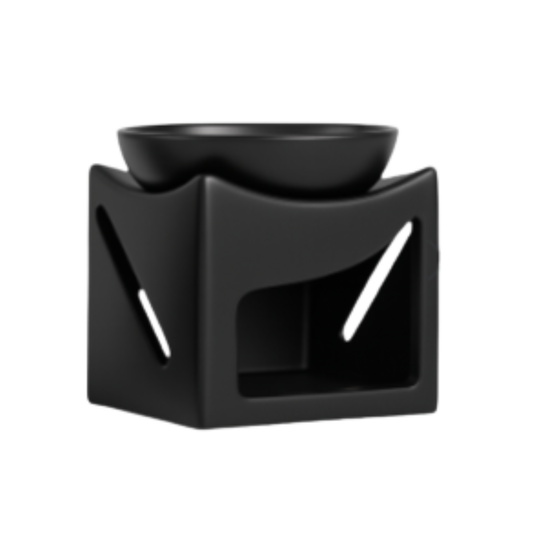 מבער קובייה BOX שחור 10.5 ס"מ – פתרון ארומתרפיה יוקרתי בעיצוב גיאומטרי מודרני