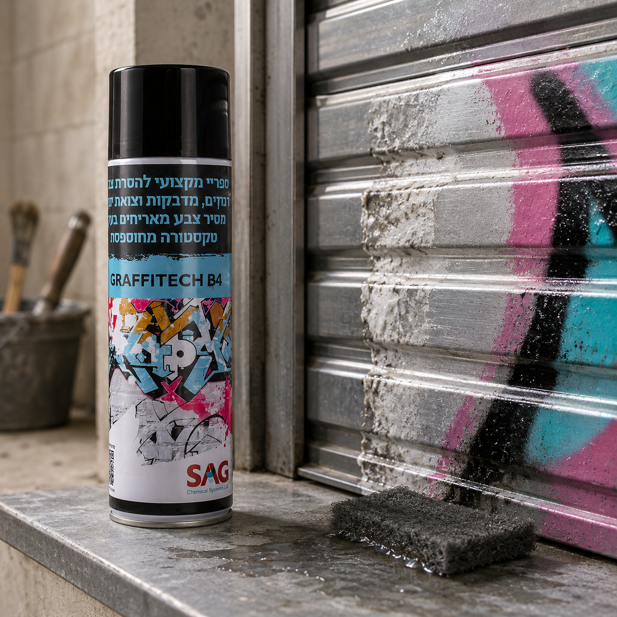 תכשיר Graffitech B4 SAG | מסיר דבק וצבע | PH נייטרלי | 500 מ"ל צבע, דבק