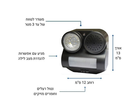 מכשיר אולטרה סוני הרחקת יונים ועטלפים באמצעות גלי קול