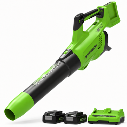 מפוח עלים נטען Greenworks 48V GD24X2AB עם 2 סוללות ומטען כפול
