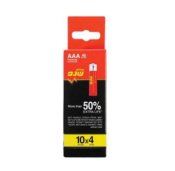 מארז 40 סוללות זרת, אלקליין LR03 1.5V AAA, איכותיות ועמידות לאורך זמן
