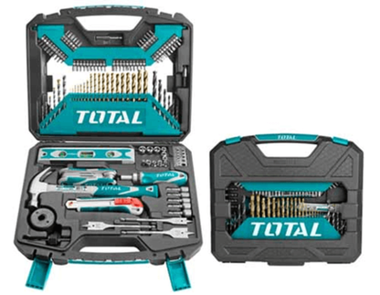 סט כלי עבודה TOTAL THKTAC01120 - 120 חלקים - מקדחים, ביטים, בוקסות ופטיש - במזוודה סט