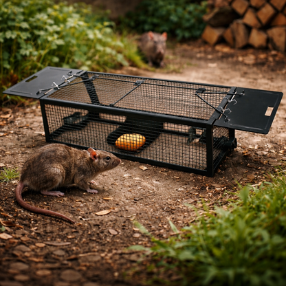 מלכודת חולדות שתי דלתות 39×12×10.5 ס"מ ממתכת - ללכידה הומנית ללא רעלים