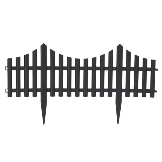 גדר תיחום מעוצבת בסגנון מעקה-כפרי בצבע אפור - סט 4 חלקים בגובה 32.5 ס"מ