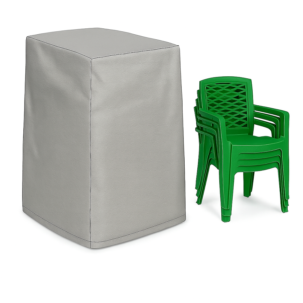 כיסוי יוטה חזק לכיסאות גינה עם ידיות | עמיד במים, שמש ורוחות | 70x90x120 ס"מ – מגן מושלם ל-4 כיסאות
